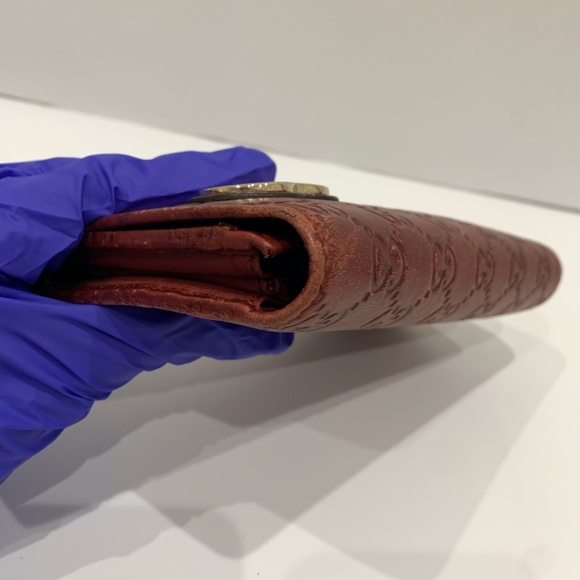 Gucci Red Lovely Heart Guccissima Long Wallet Sku#85603(Gently used,color fading - Picture 5 of 16